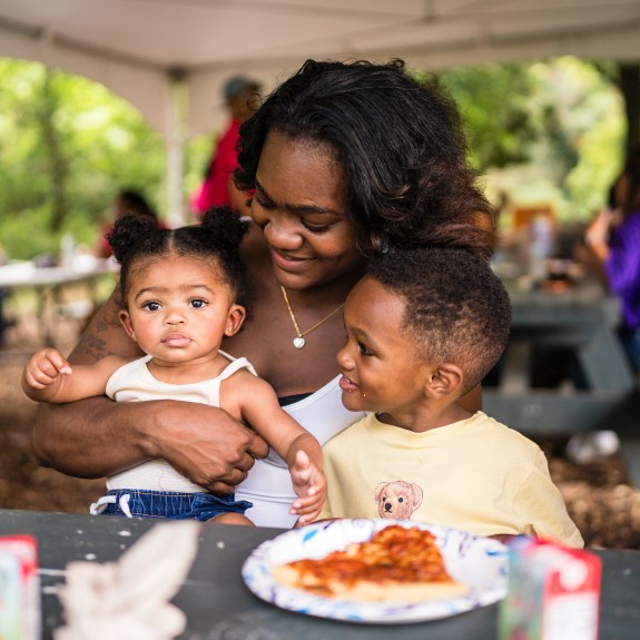 Mom with baby and toddler