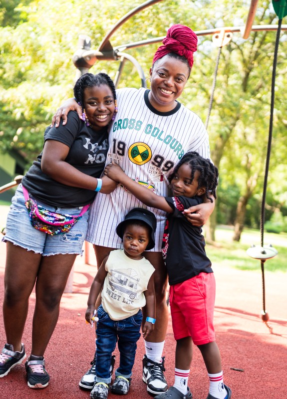 Mom with three kids