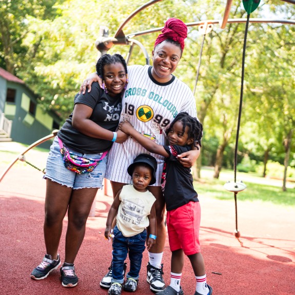 Mom with three kids