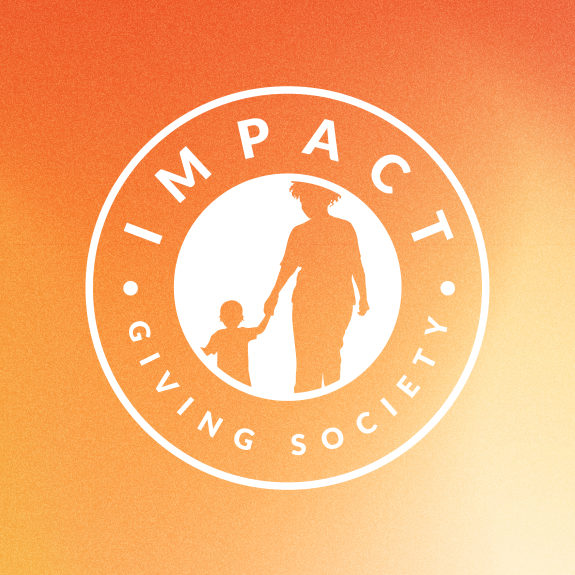 Impact Giving Society Graphic with gradient background